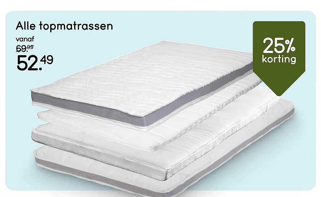 Alle topmatrassen 25% korting