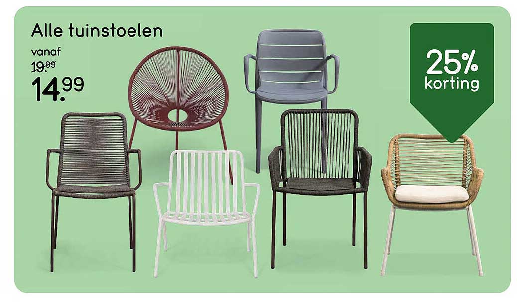 Alle tuinstoelen 25% korting