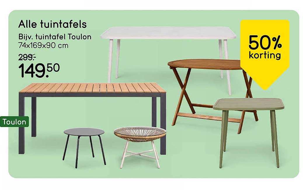 Alle tuintafels - Bijv. tuintafel Toulon 74x169x90 cm 50% korting