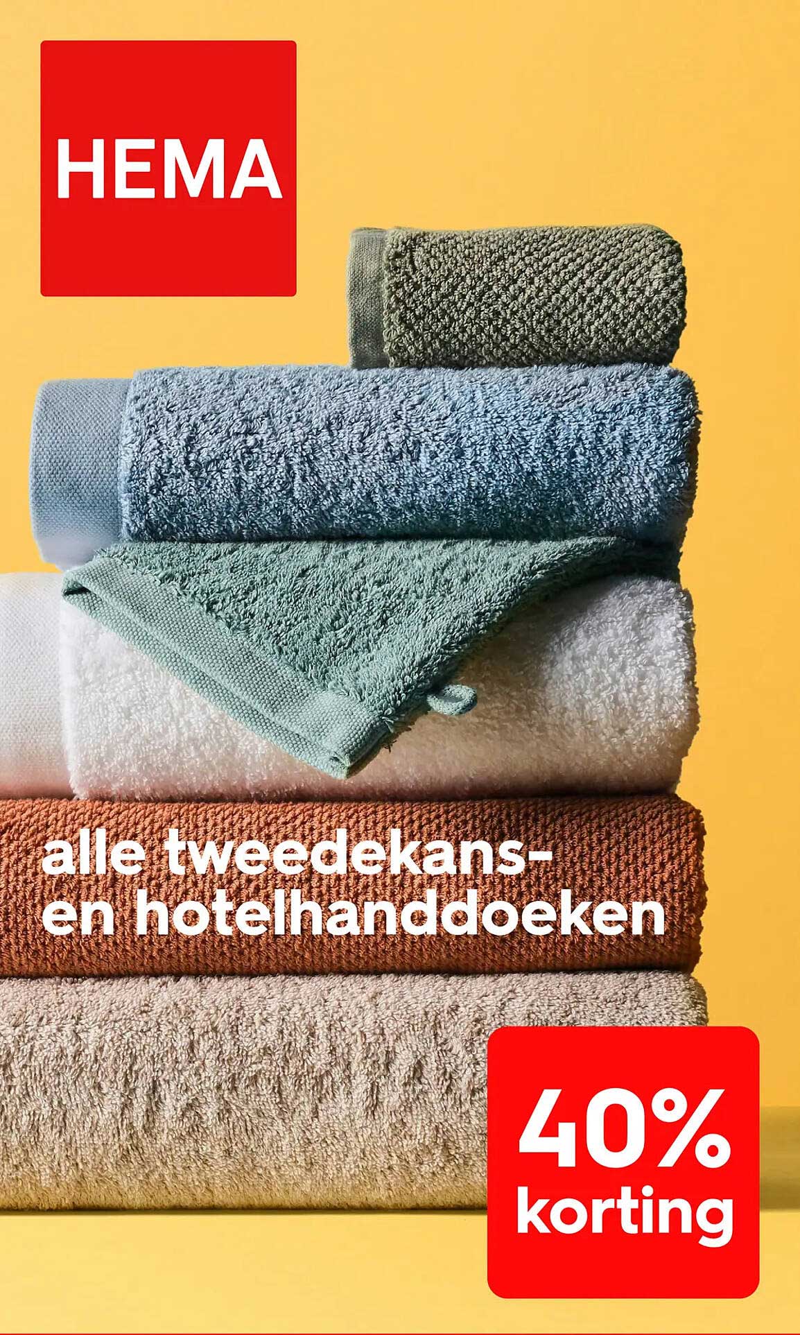 alle tweedehands- en hotelhanddoeken 40% korting
