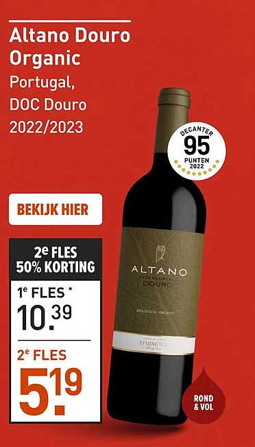 Altano Douro Organic Portugal, DOC Douro 2022/2023 2e Fles 50% Korting
