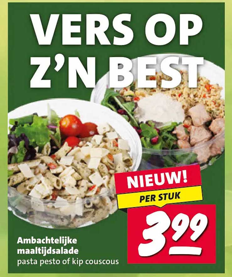 Ambachtelijke maaltijdsalade pasta pesto of kip couscous NIEUW! PER STUK