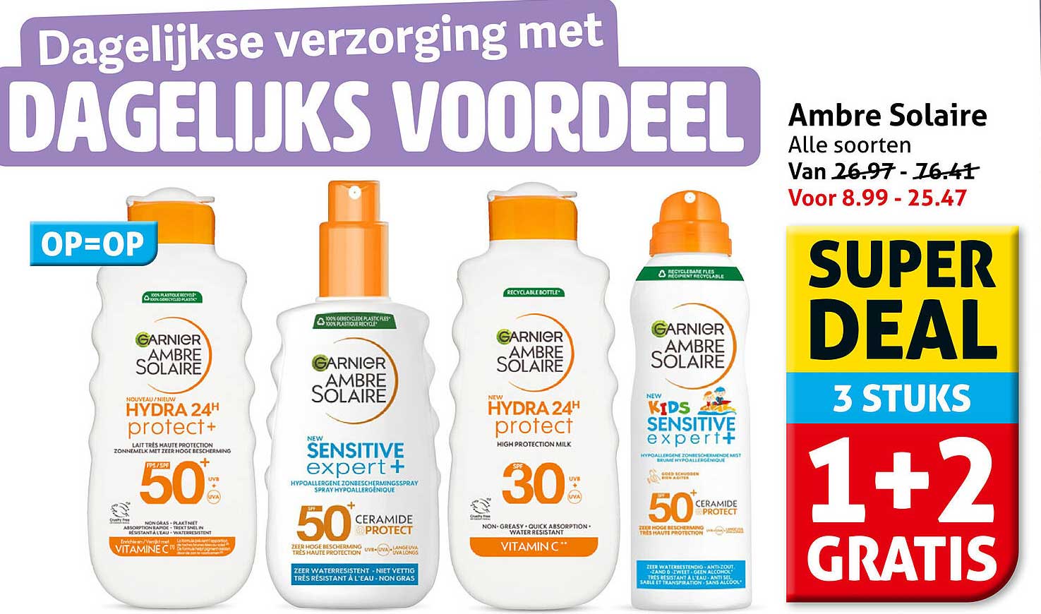 Ambre Solaire Alle soorten 1+2 gratis