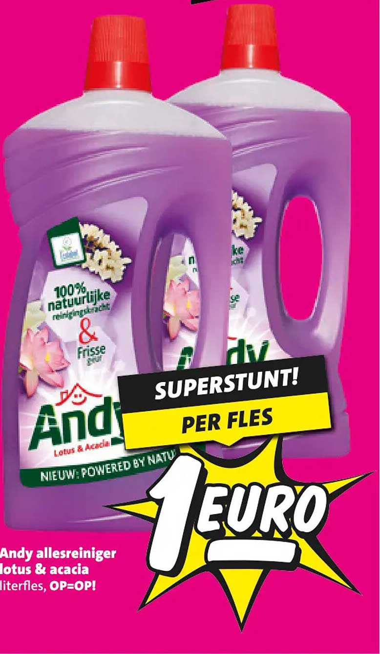 Andy allesreiniger lotus & acacia 1 literfles, OP=OP! SUPERSTUNT! PER FLES