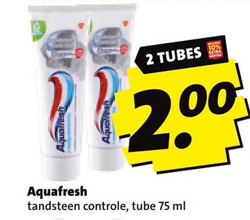 Aquafresh tandsteen controle, tube 75 ml 2 TUBES 2,00