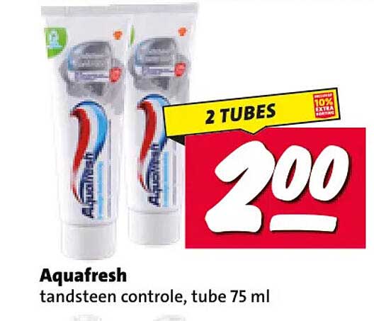 Aquafresh tandsteen controle, tube 75 ml 2 TUBES
