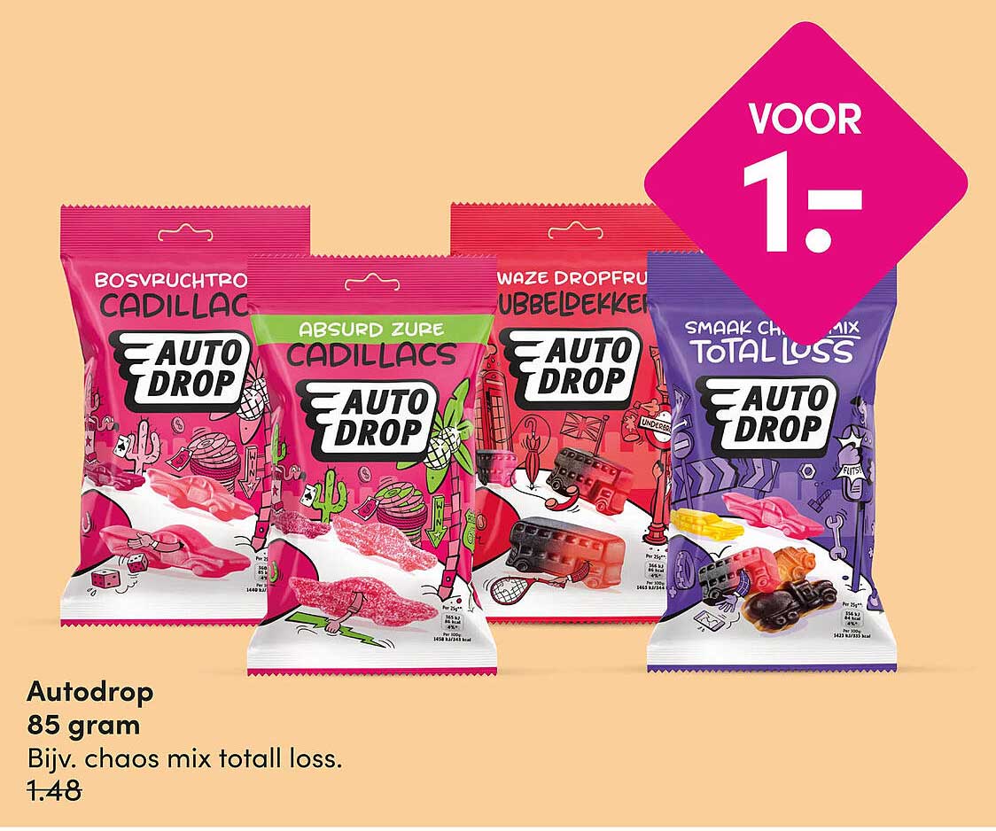 Autodrop 85 gram Bijv. chaos mix totall loss. VOOR 1.-