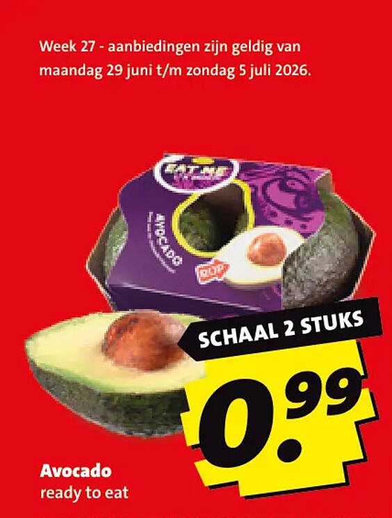 Avocado ready to eat SCHAAL 2 STUKS