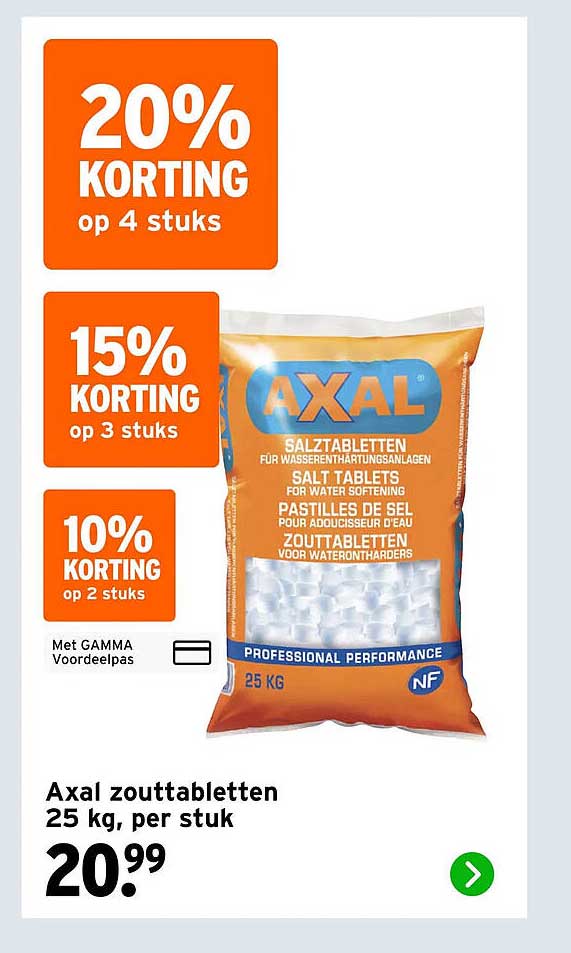 Axal zouttabletten 25 kg, per stuk