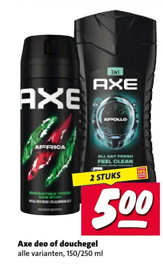 Axe deo of douchegel alle varianten, 150/250 ml 2 stuks