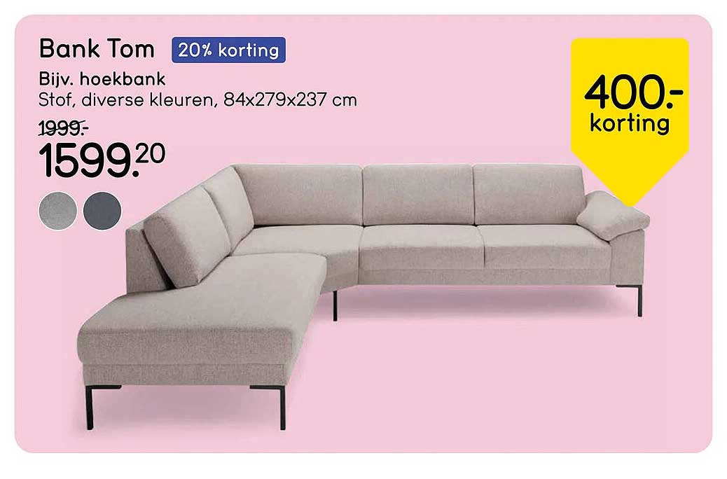 Bank Tom 20% korting