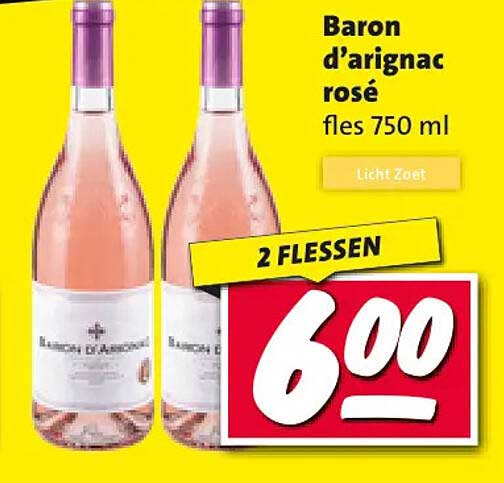 Baron d'arignac rosé fles 750 ml Licht Zoet 2 flessen