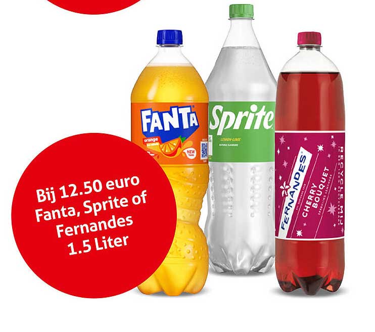 Bij 12.50 euro Fanta, Sprite of Fernandes 1.5 Liter