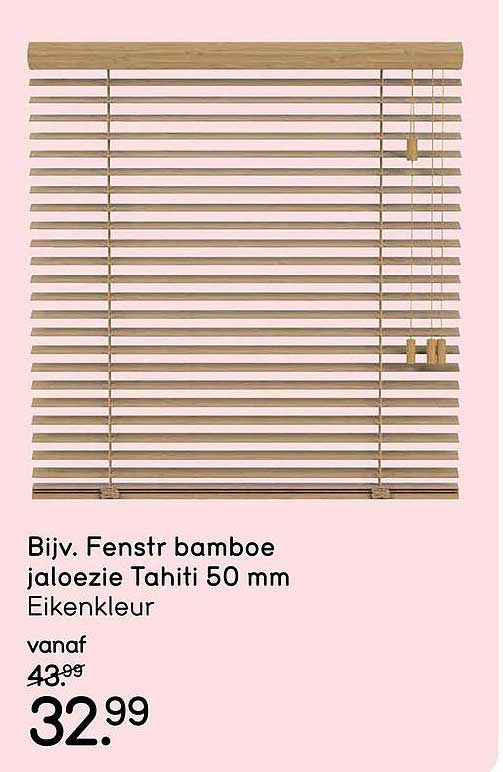 Bijv. Fenstr bamboe jaloezie Tahiti 50 mm Eikenkleur
