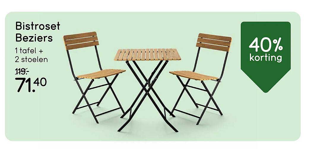 Bistroset Beziers 1 tafel + 2 stoelen 40% korting