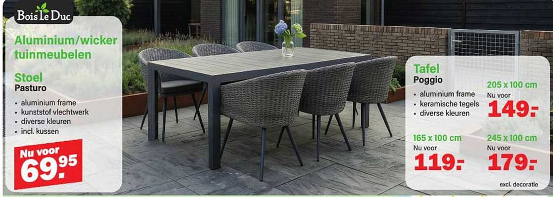 Bois le Duc Aluminium/wicker tuinmeubelen Stoe l Pasturo