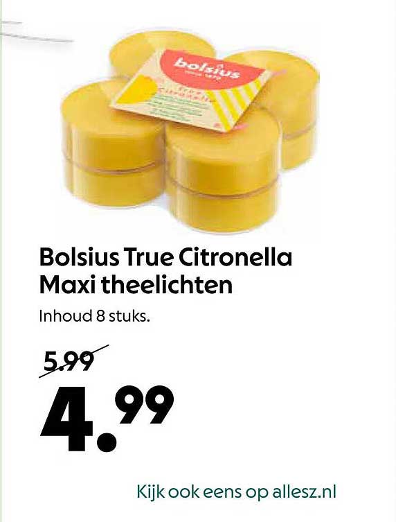 Bolsius True Citronella Maxi theelichten