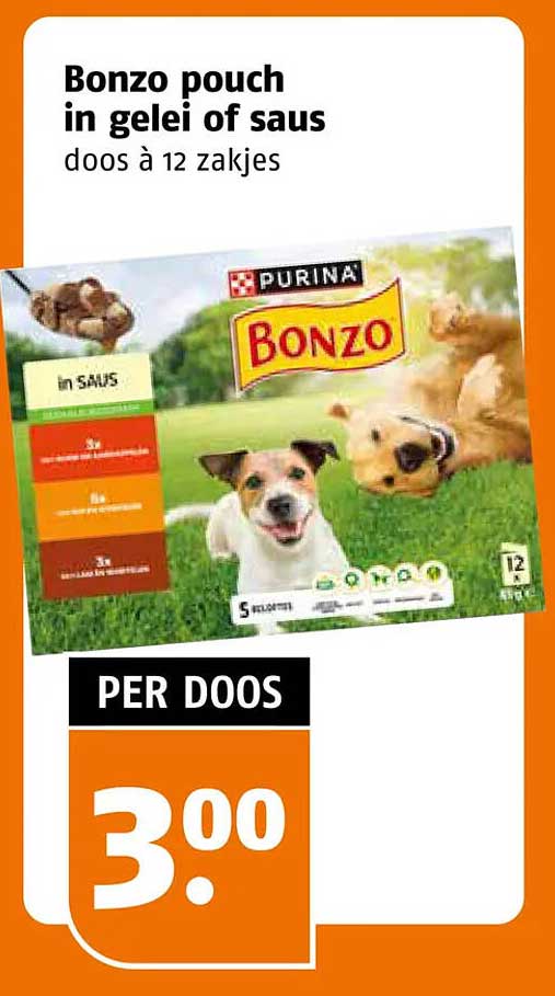 Bonzo pouch in gelei of saus doos à 12 zakjes