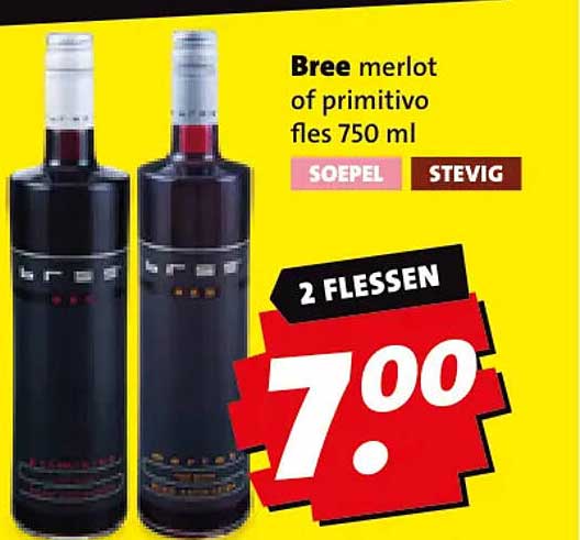 Bree merlot of primitivo fles 750 ml 2 flessen