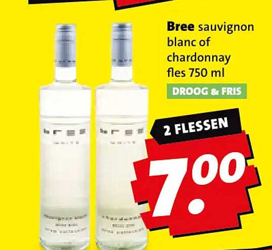 Bree sauvignon blanc of chardonnay fles 750 ml 2 flessen