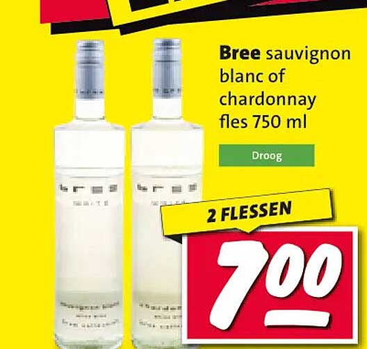 Bree sauvignon blanc of chardonnay fles 750 ml 2 flessen
