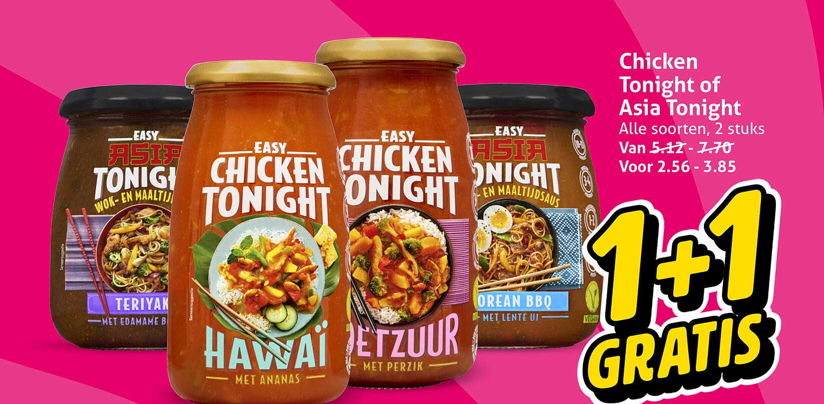 Chicken Tonight of Asia Tonight Alle soorten, 2 stuks 1+1 GRATIS