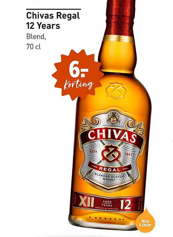 Chivas Regal 12 Years Blend, 70 cl 6= korting