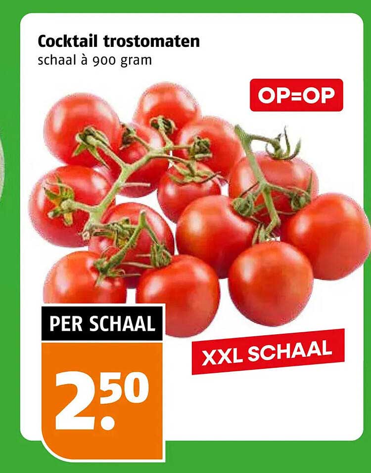 Cocktail trostomaten schaal à 900 gram XXL SCHAAL OP=OP