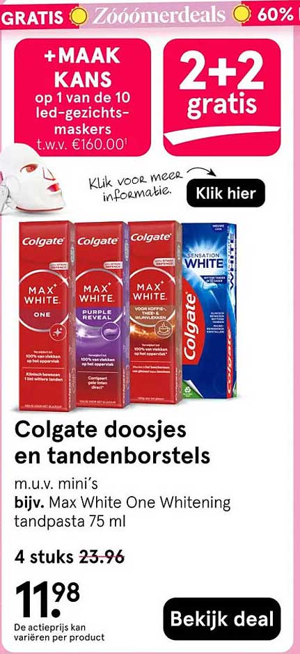 Colgate doosjes en tandenborstels 2+2 gratis