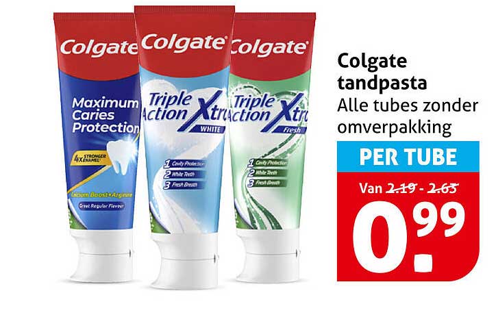 Colgate tandpasta Alle tubes zonder omverpakking PER TUBE