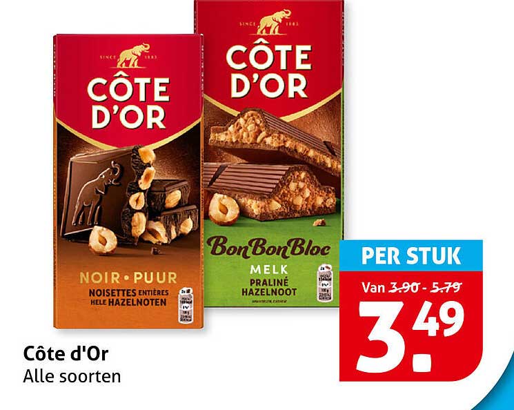 Côte d'Or Alle soorten PER STUK