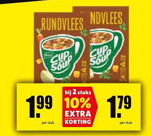 Cup-a-Soup Rundvlees en Nwlees bij 2 stuks 10% EXTRA KORTING