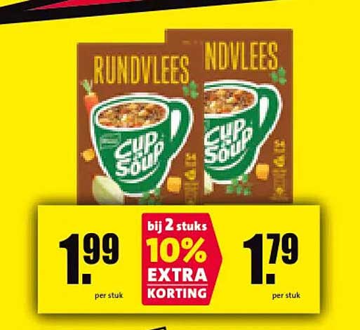 Cup-a-Soup Rundvlees / NuVlees bij 2 stuks 10% extra korting