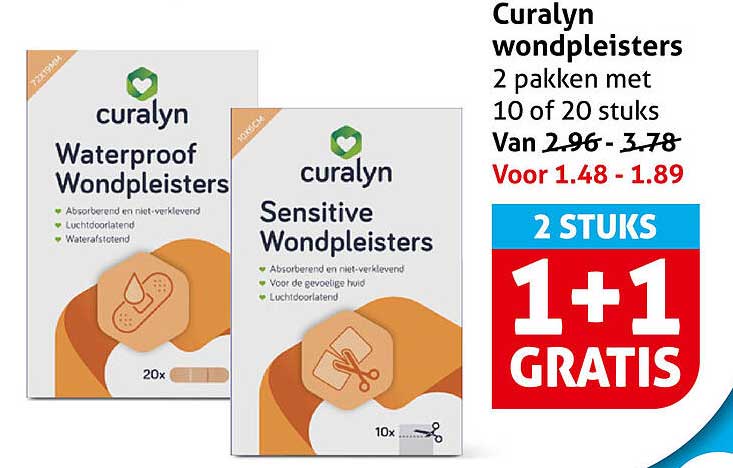Curalyn wondpleisters 2 stuks 1+1 gratis