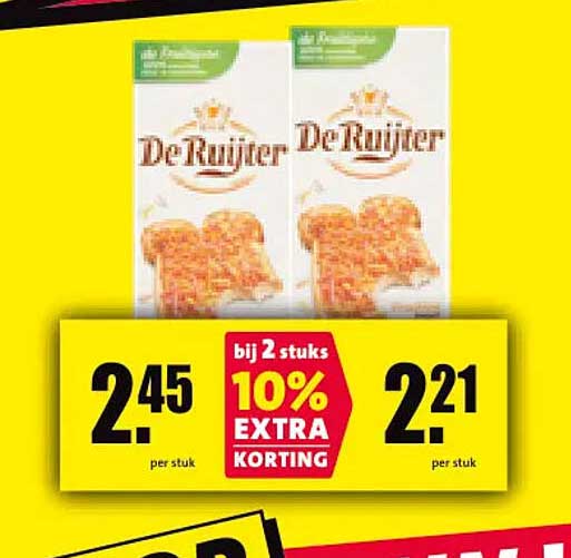 De Ruijter bij 2 stuks 10% EXTRA KORTING