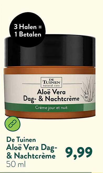 De Tuinen Aloë Vera Dag- & Nachtcrème 3 Halen = 1 Betalen