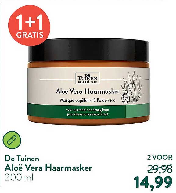 De Tuinen Aloë Vera Haarmasker 1+1 gratis