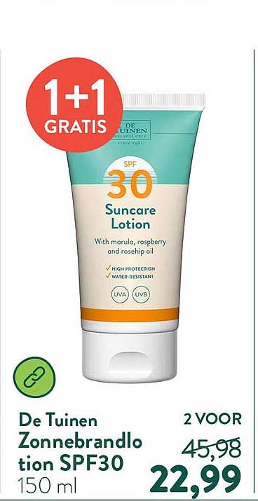 De Tuinen Zonnebrandlotion SPF30 150 ml 1+1 GRATIS