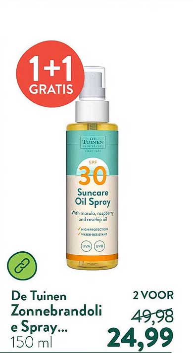 De Tuinen Zonnebrandolie Spray... 1+1 GRATIS