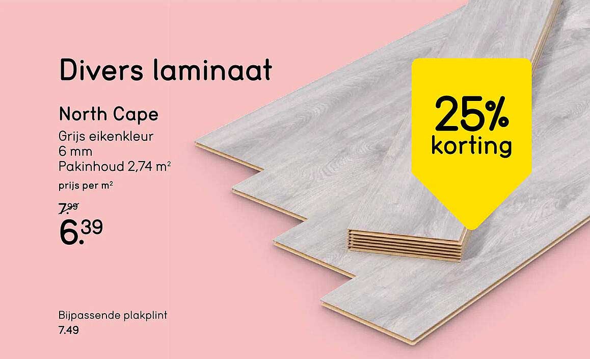 Divers laminaat North Cape Grijs eikenkleur 6 mm Pakinhoud 2,74 m² 25% korting