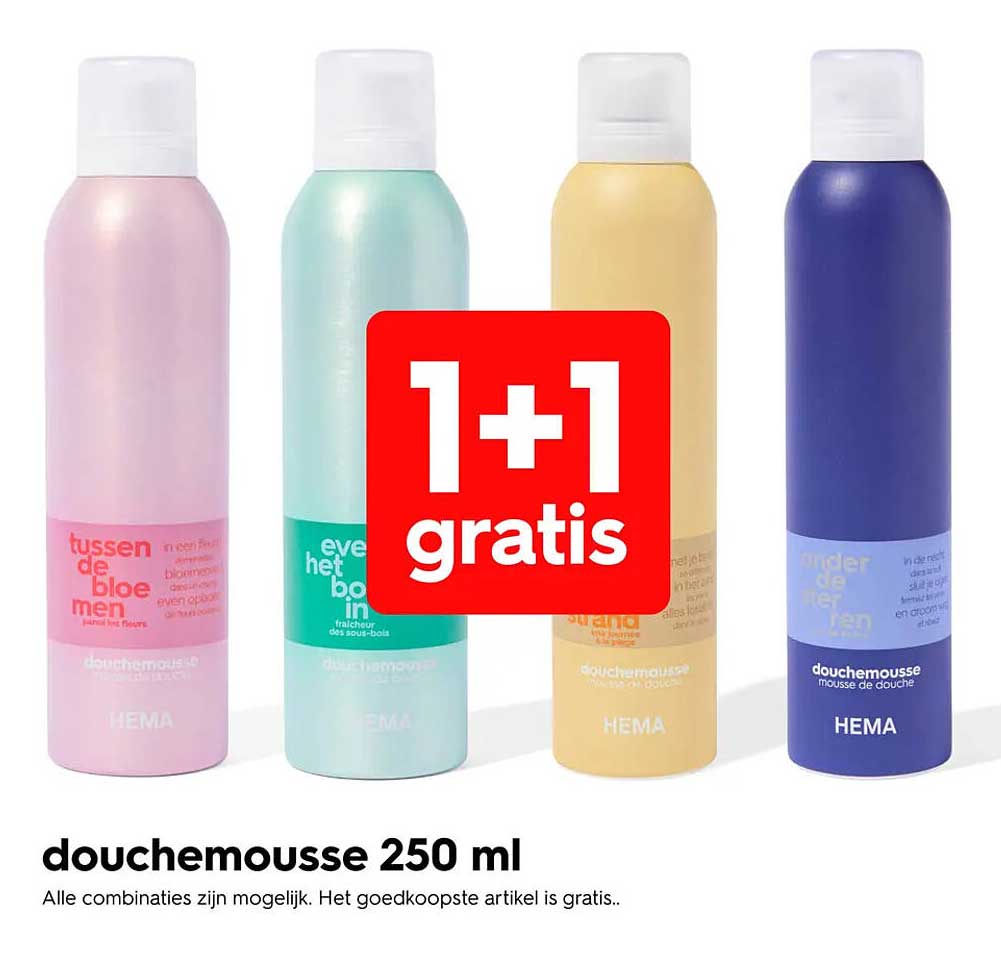 douchemousse 250 ml 1+1 gratis