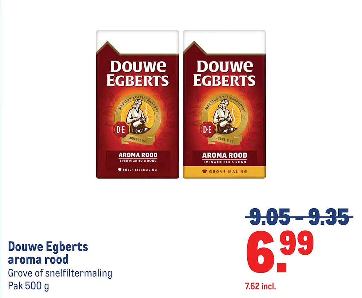 Douwe Egberts aroma rood Grove of snelfiltermaling Pak 500 g