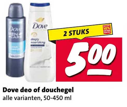 Dove deo of douchegel alle varianten, 50-450 ml 2 STUKS