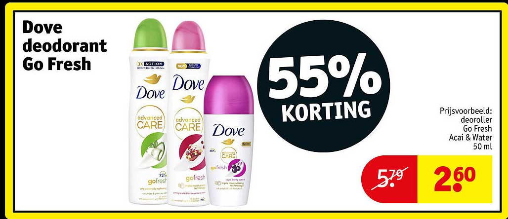 Dove deodorant Go Fresh 55% korting