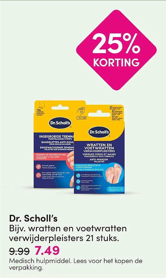Dr. Scholl’s Bijv. wratten en voetwratten verwijderpleisters 21 stuks. 25% KORTING