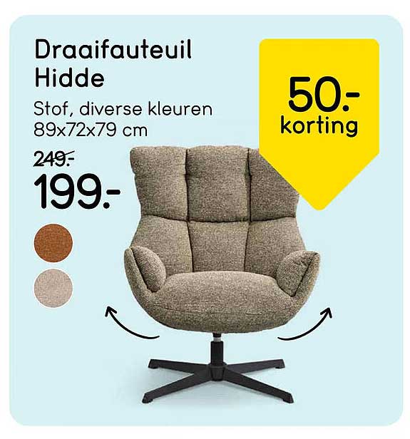 Draaifauteuil Hidde 50.- korting
