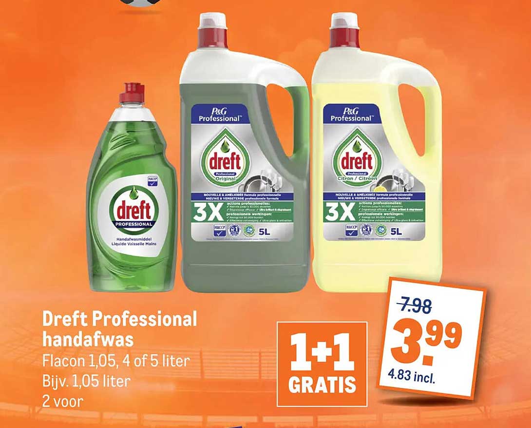 Dreft Professional handafwas 1+1 GRATIS