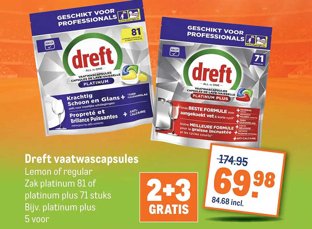 Dreft vaatwascapsules 2+3 GRATIS