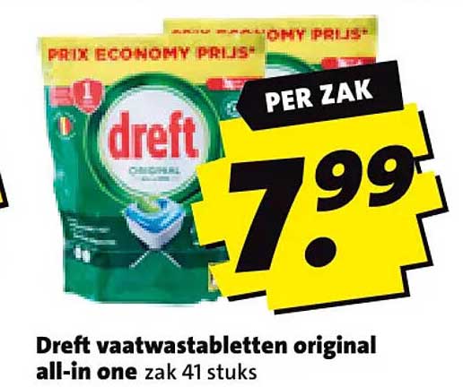 Dreft vaatwastabletten original all-in one zak 41 stuks