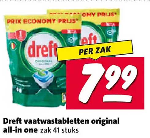Dreft vaatwastabletten original all-in one zak 41 stuks